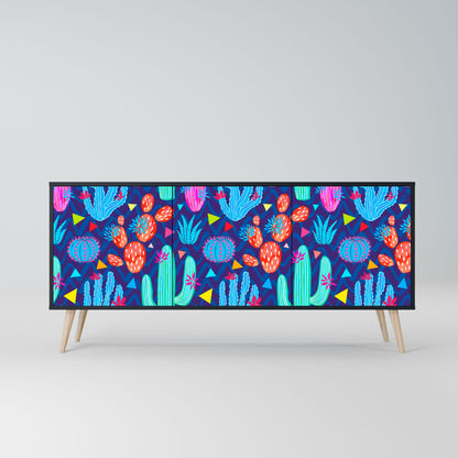 CACTUS VIBES 3-Door Sideboard in Black Finish