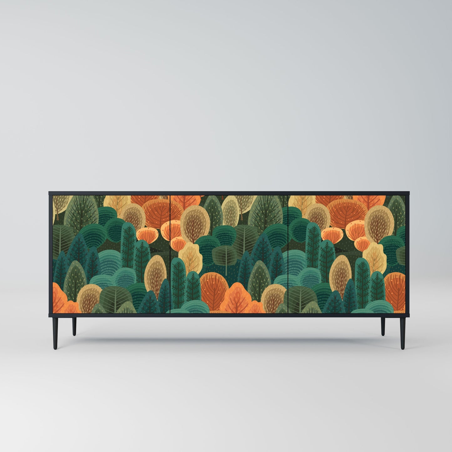 AUTUMN KALEIDOSCOPE Madia a 3 Ante in Finitura Nera