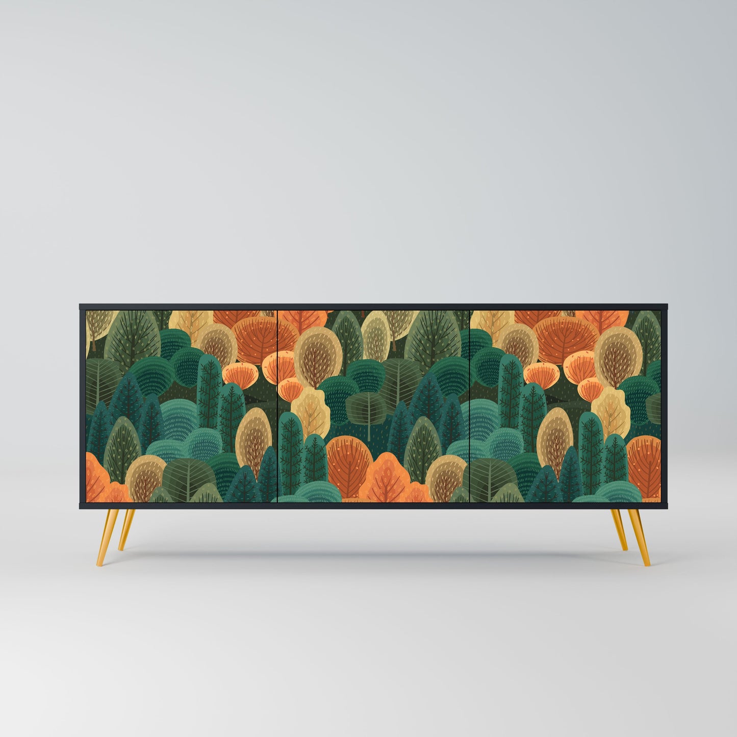 AUTUMN KALEIDOSCOPE Madia a 3 Ante in Finitura Nera