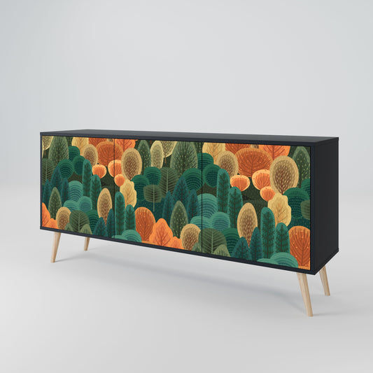 AUTUMN KALEIDOSCOPE 3-Door Sideboard in Black Finish