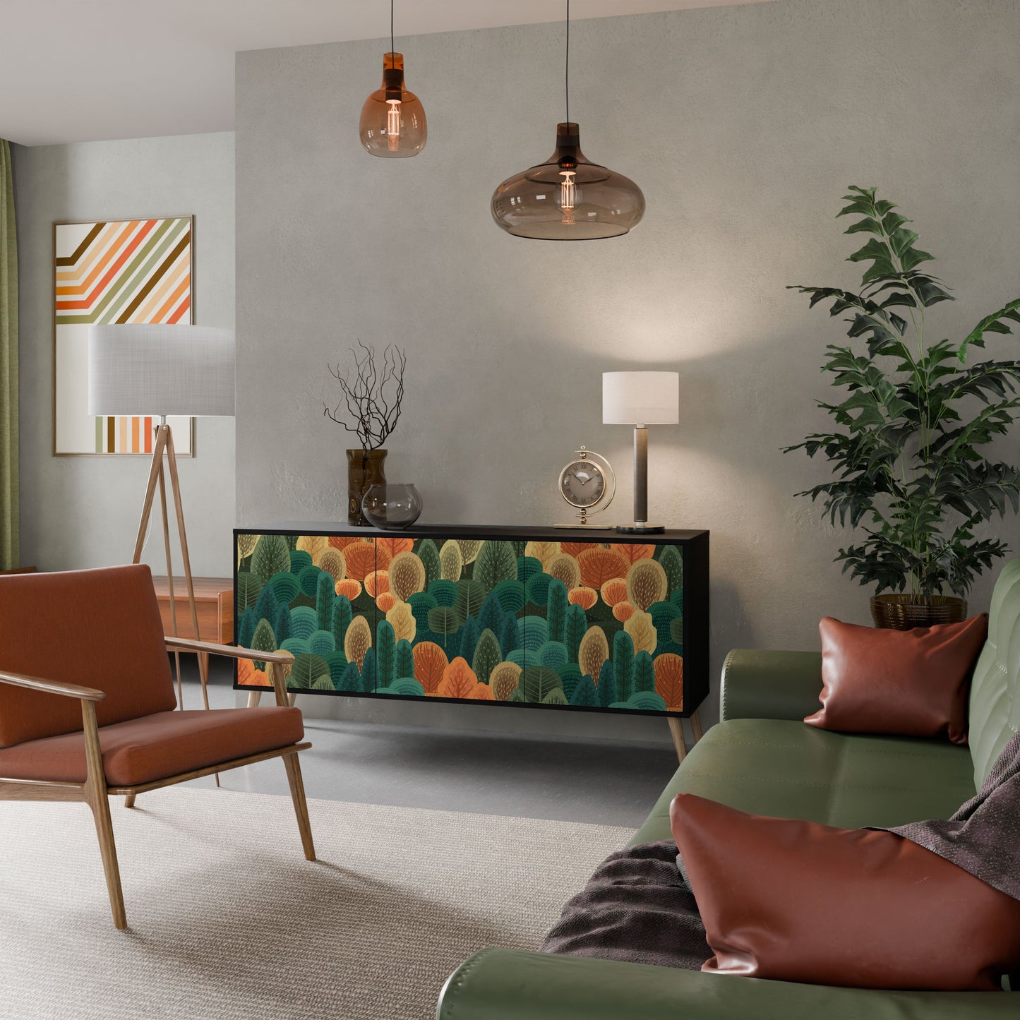 AUTUMN KALEIDOSCOPE Madia a 3 Ante in Finitura Nera