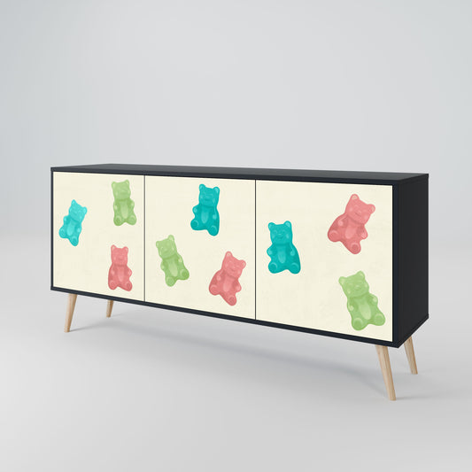 GUMMY BEARS 3-Door Sideboard in Black Finish