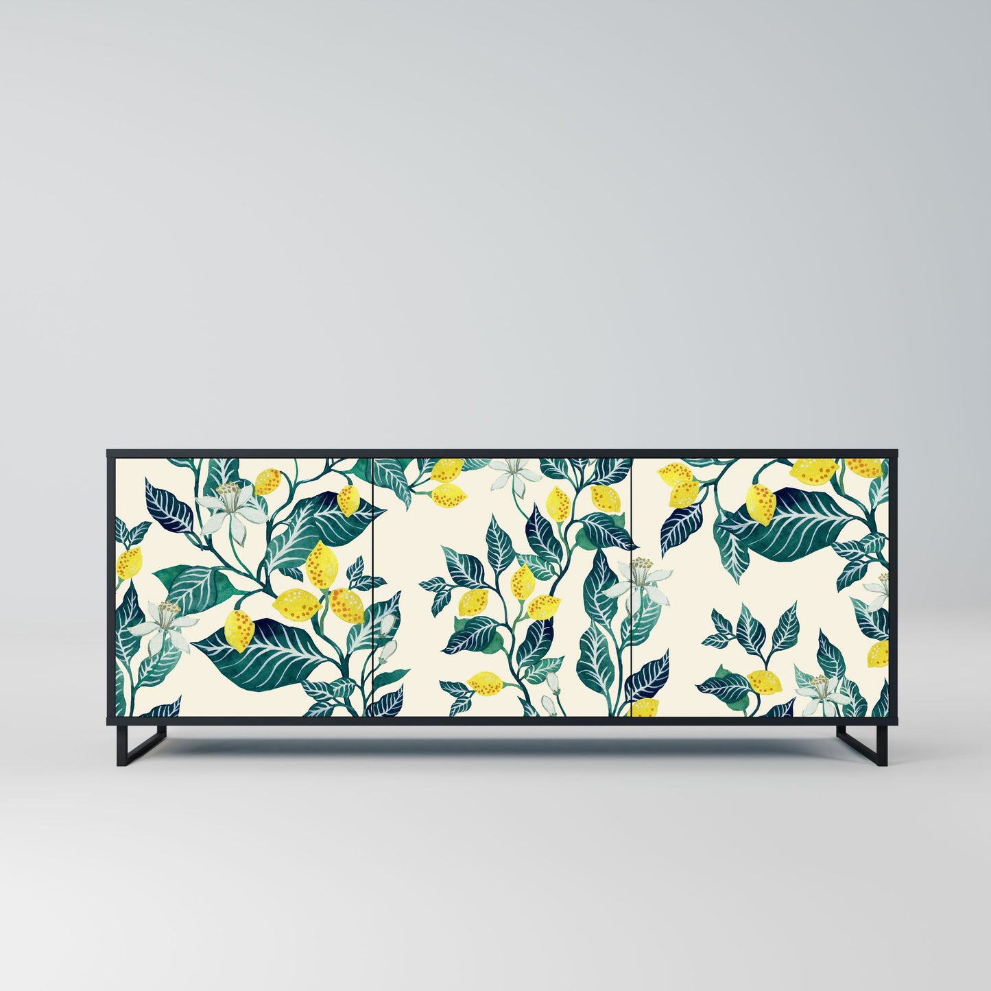 LEMON TREE 3-Door Sideboard in Black Finish