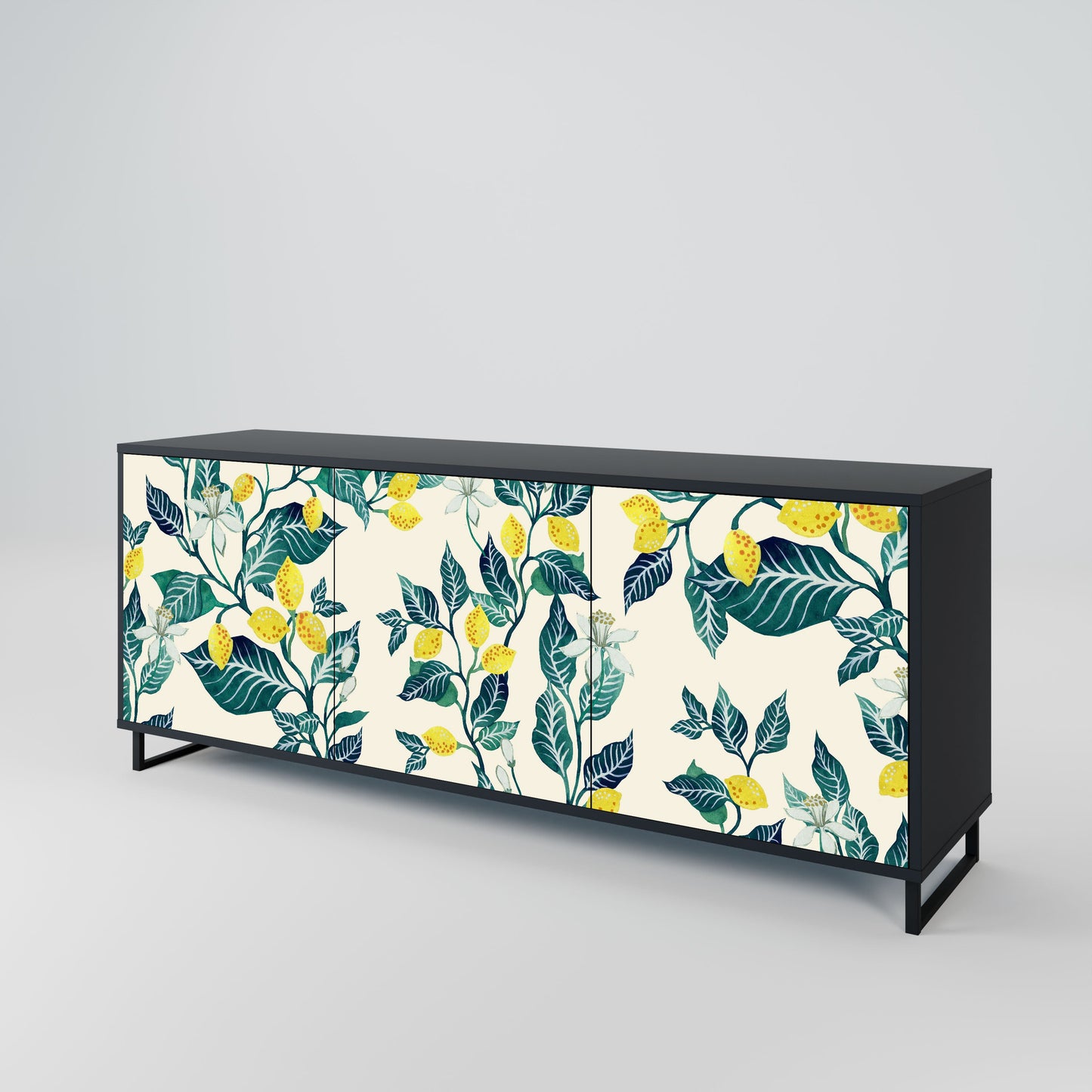 LEMON TREE 3-Door Sideboard in Black Finish