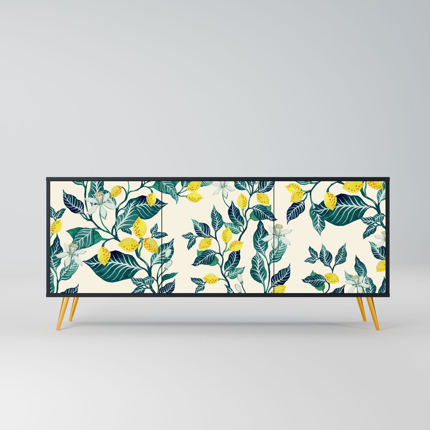 LEMON TREE 3-Door Sideboard in Black Finish