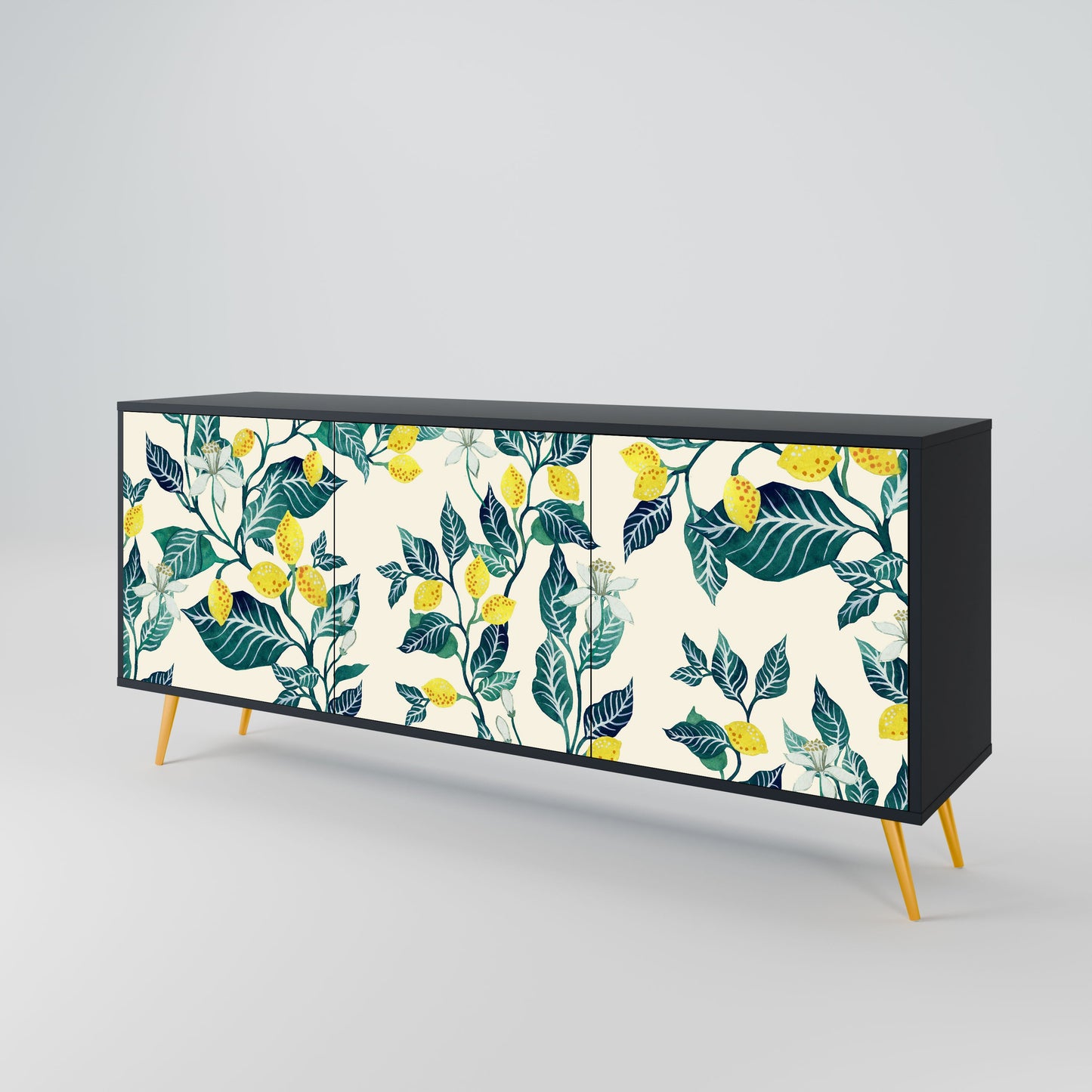 LEMON TREE 3-Door Sideboard in Black Finish