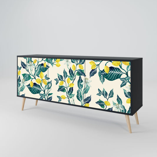 LEMON TREE 3-Door Sideboard in Black Finish