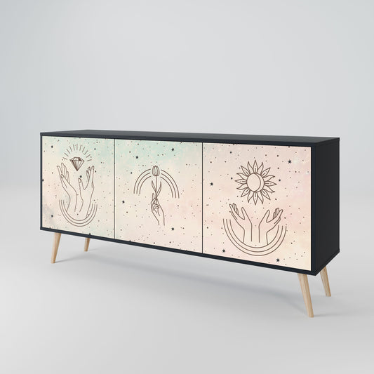 DELICATE BEAUTY 3-Door Sideboard in Black Finish