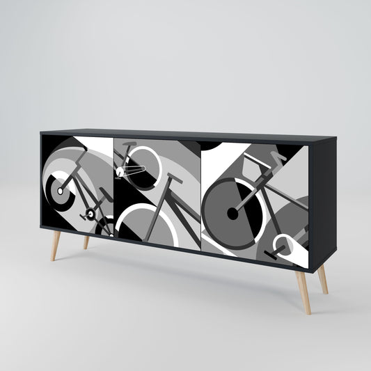 BIKE ENERGY 3-Door Sideboard in Black Finish