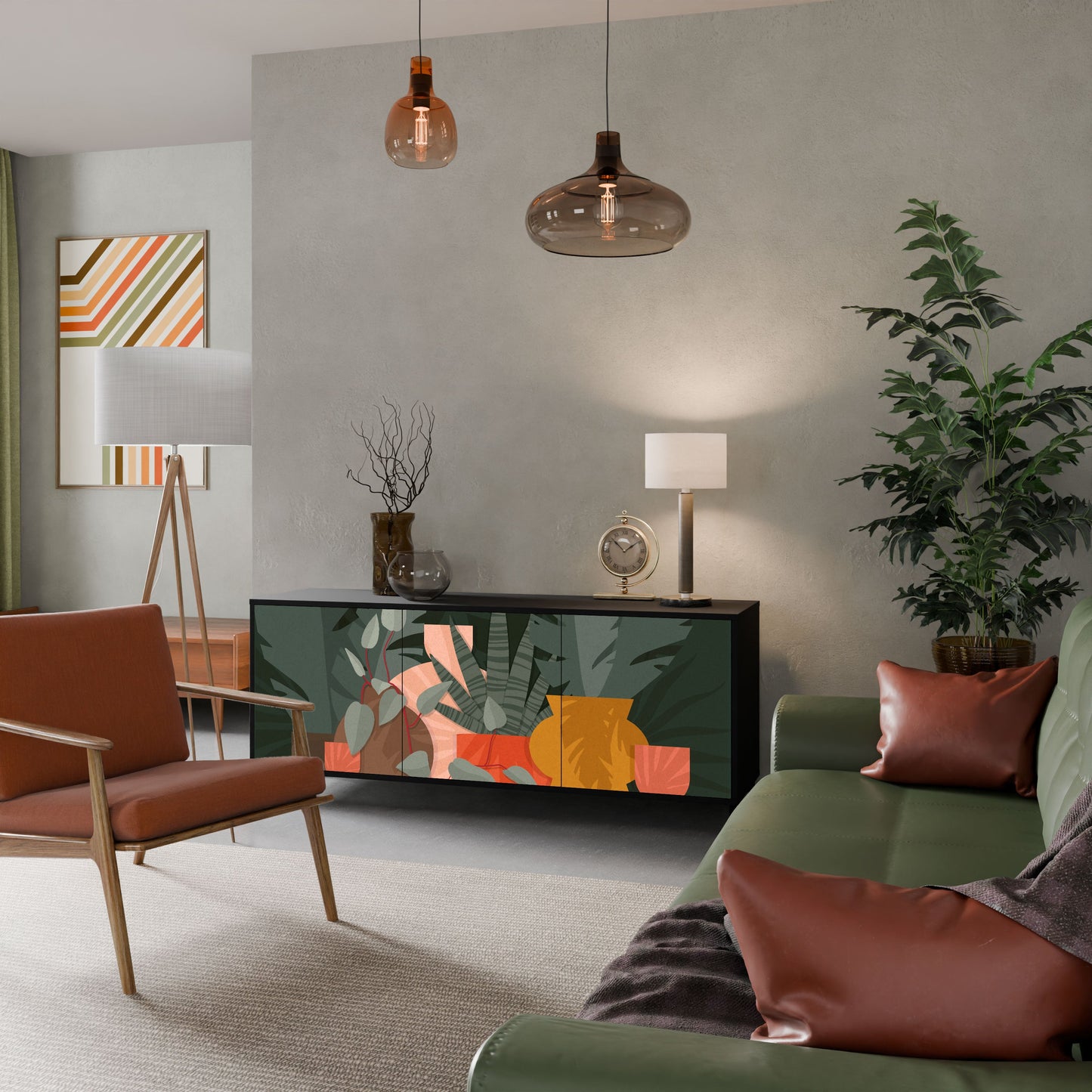 TROPICAL COMPOSITION Madia a 3 Ante in Finitura Nera