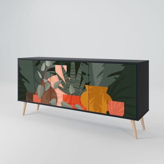 TROPICAL COMPOSITION 3-Door Sideboard in Black Finish