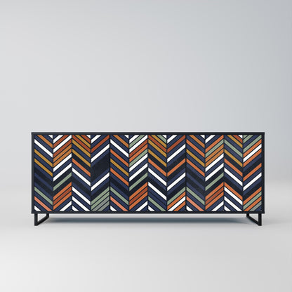 VIBRANT PATCHWORK 3-Door Sideboard in Black Finish