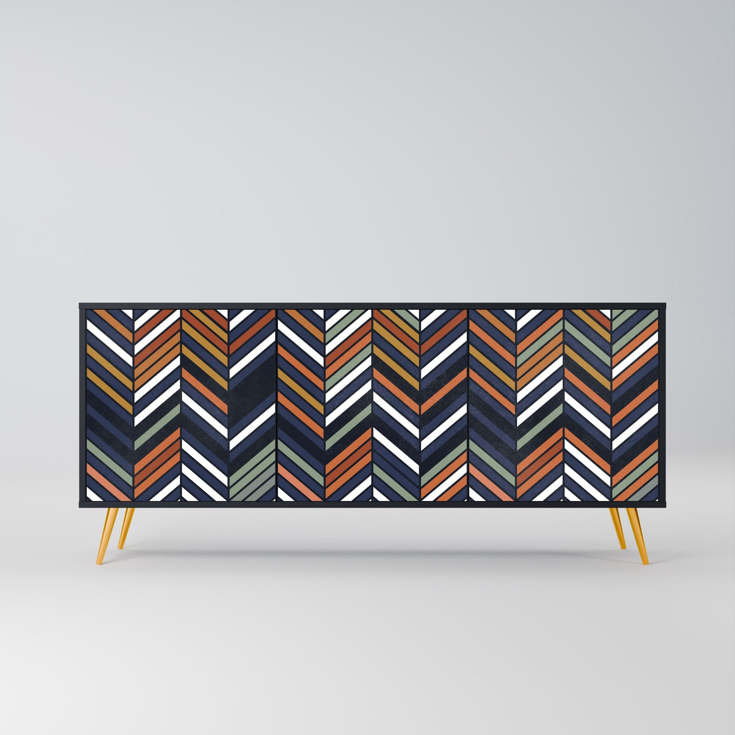 VIBRANT PATCHWORK 3-Door Sideboard in Black Finish
