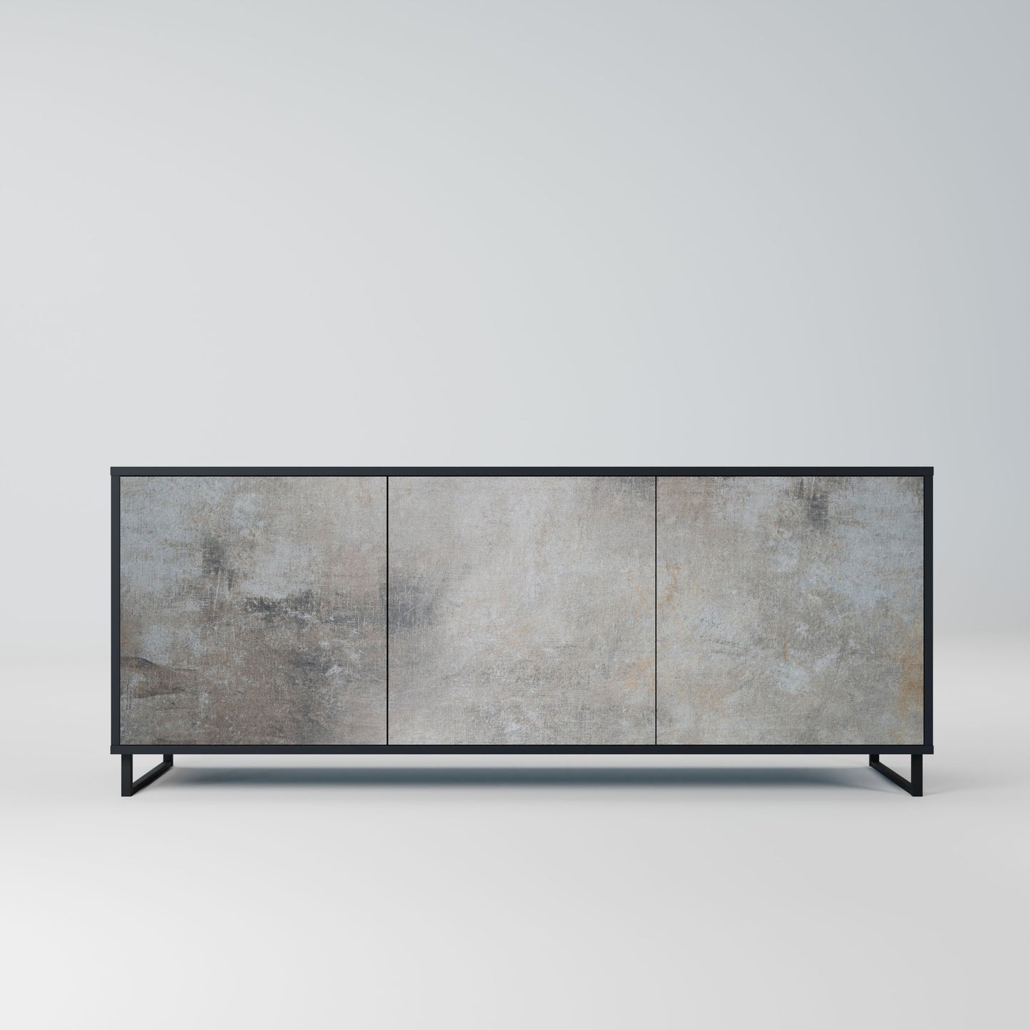 CONCRETE WALL 3-Door Sideboard in Black Finish