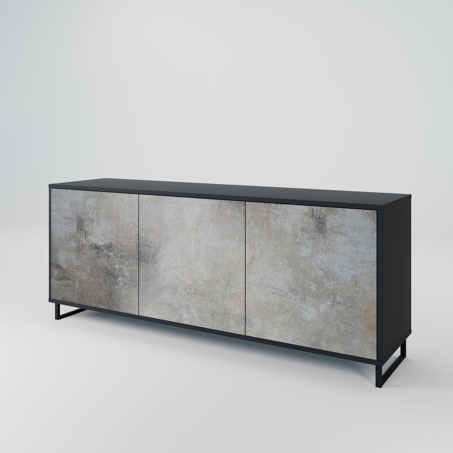 CONCRETE WALL 3-Door Sideboard in Black Finish