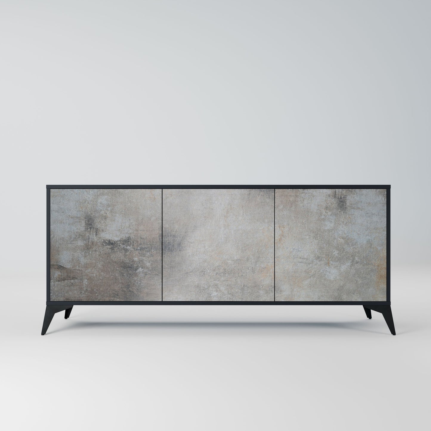 CONCRETE WALL 3-Door Sideboard in Black Finish