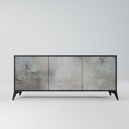 CONCRETE WALL 3-Door Sideboard in Black Finish