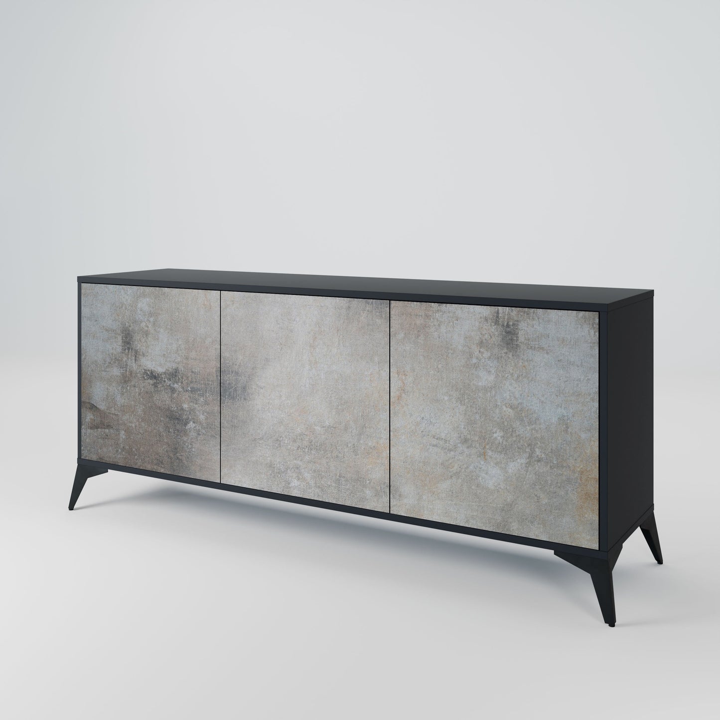 CONCRETE WALL 3-Door Sideboard in Black Finish