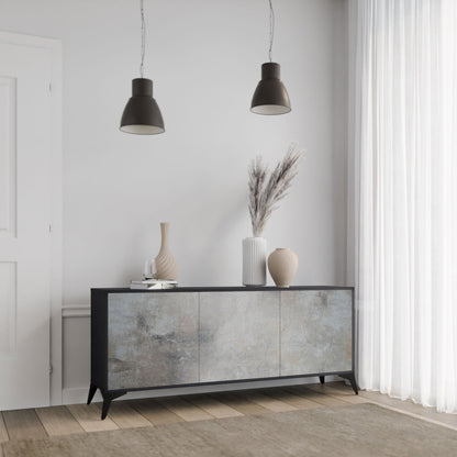 CONCRETE WALL 3-Door Sideboard in Black Finish