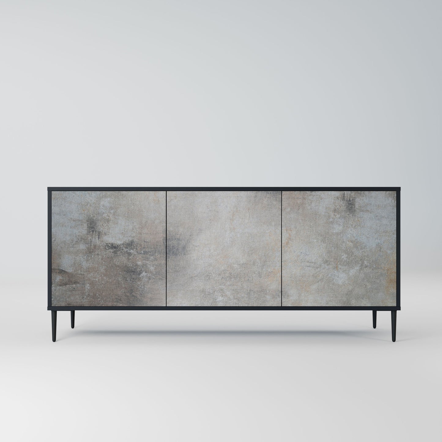 CONCRETE WALL 3-Door Sideboard in Black Finish