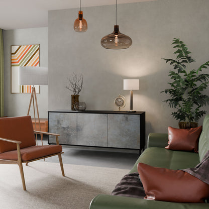 CONCRETE WALL 3-Door Sideboard in Black Finish