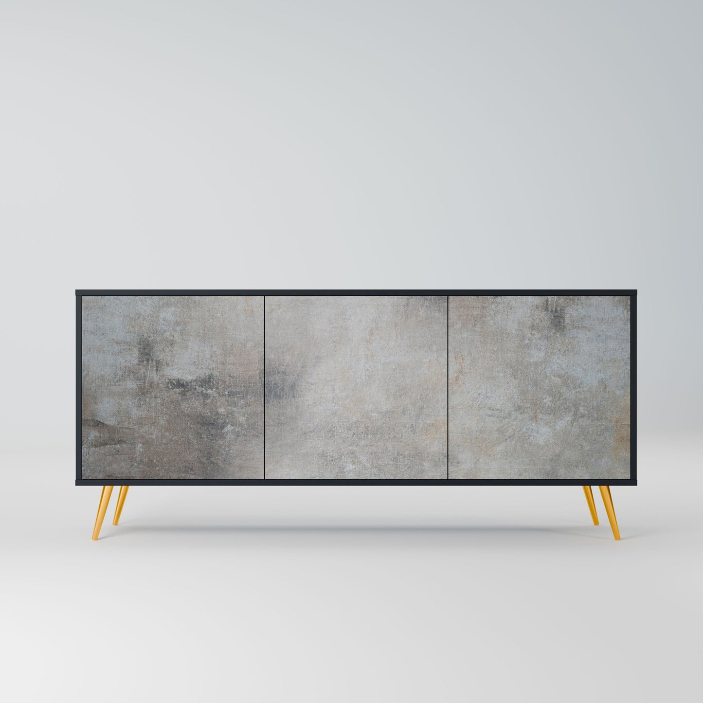 CONCRETE WALL 3-Door Sideboard in Black Finish