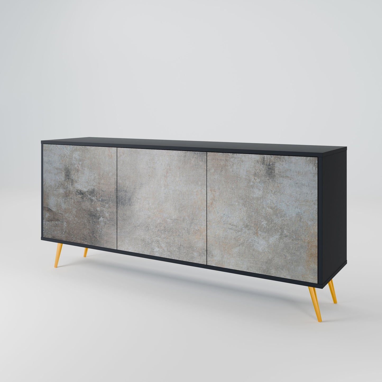 CONCRETE WALL 3-Door Sideboard in Black Finish