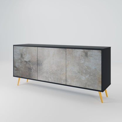 CONCRETE WALL 3-Door Sideboard in Black Finish