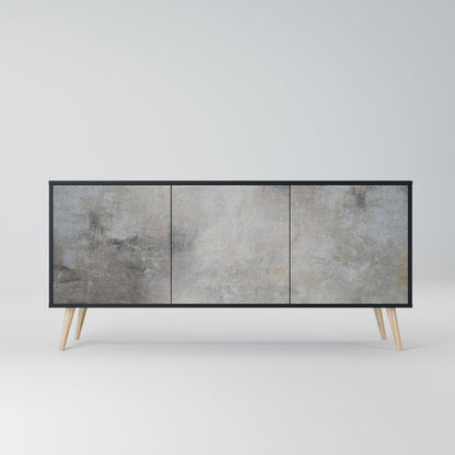 CONCRETE WALL 3-Door Sideboard in Black Finish