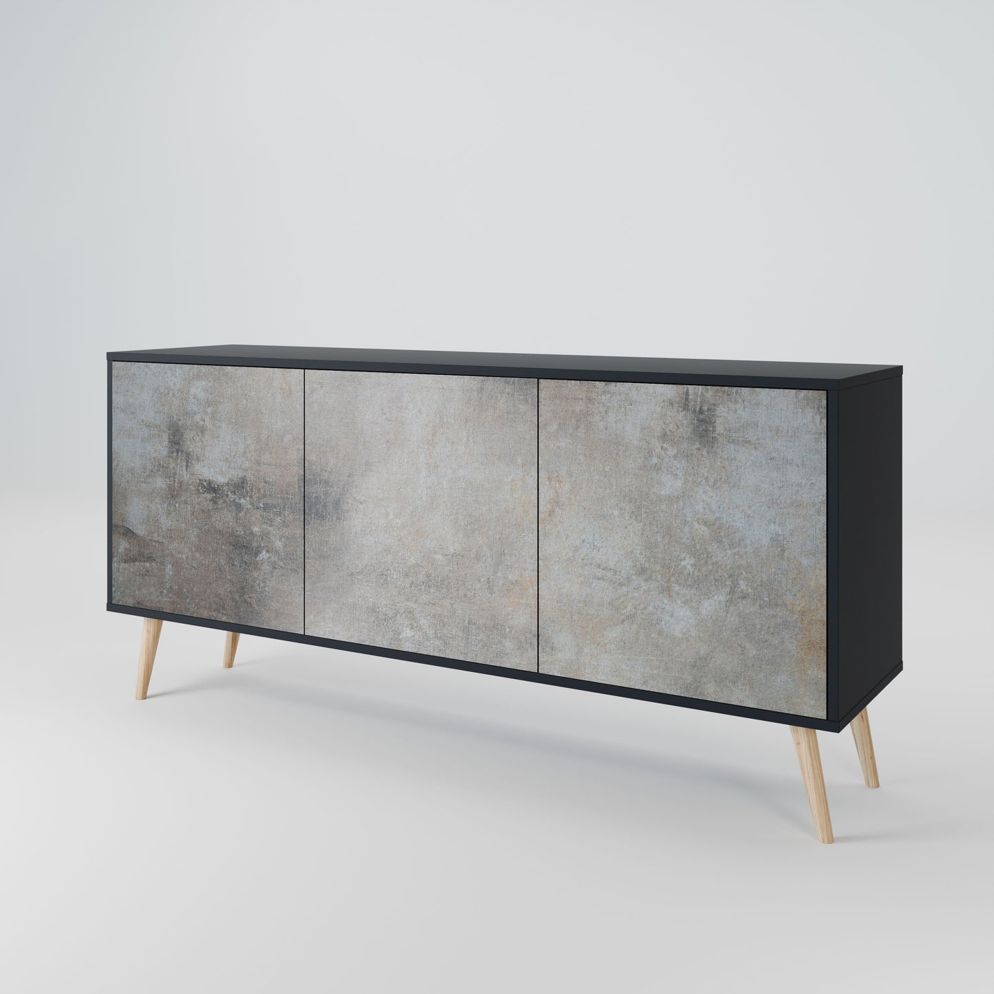CONCRETE WALL 3-Door Sideboard in Black Finish