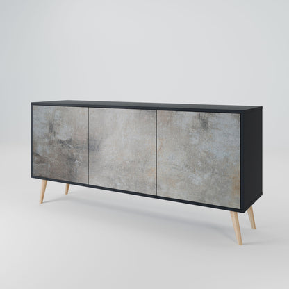 CONCRETE WALL 3-Door Sideboard in Black Finish