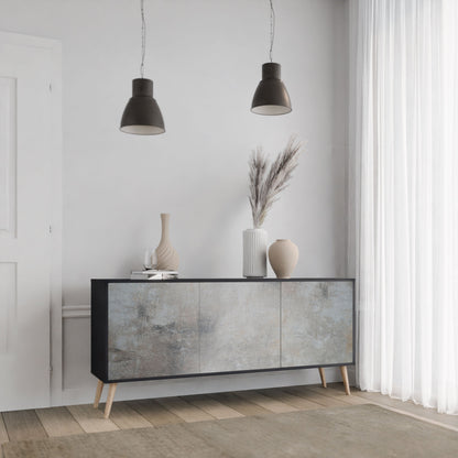 CONCRETE WALL 3-Door Sideboard in Black Finish
