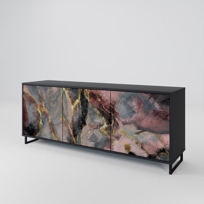 GOLDEN TIDES 3-Door Sideboard in Black Finish