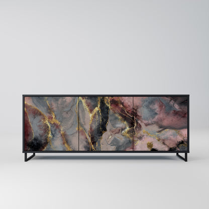 GOLDEN TIDES 3-Door Sideboard in Black Finish