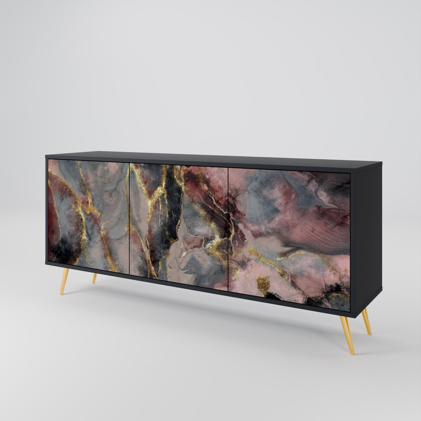 GOLDEN TIDES 3-Door Sideboard in Black Finish