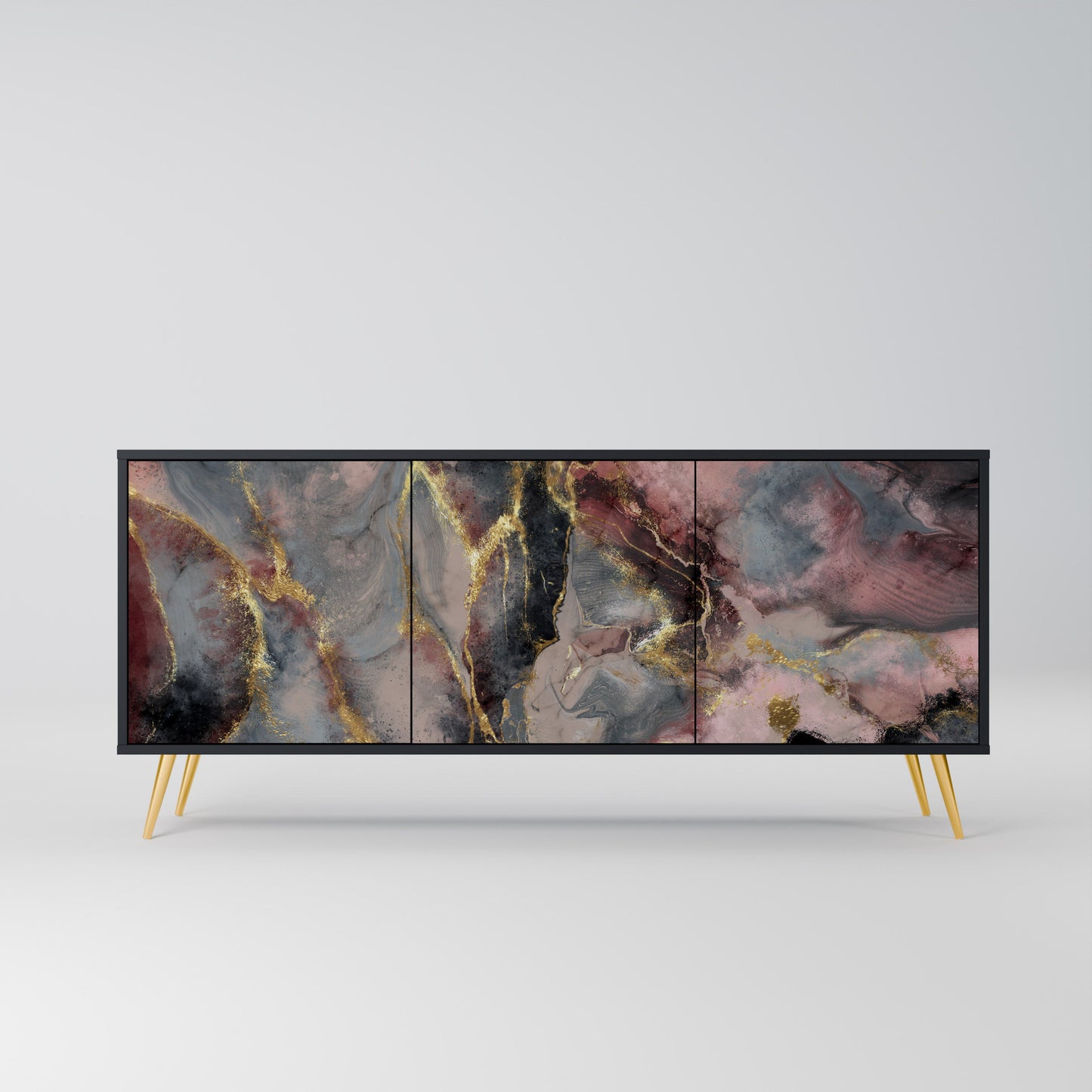 GOLDEN TIDES 3-Door Sideboard in Black Finish