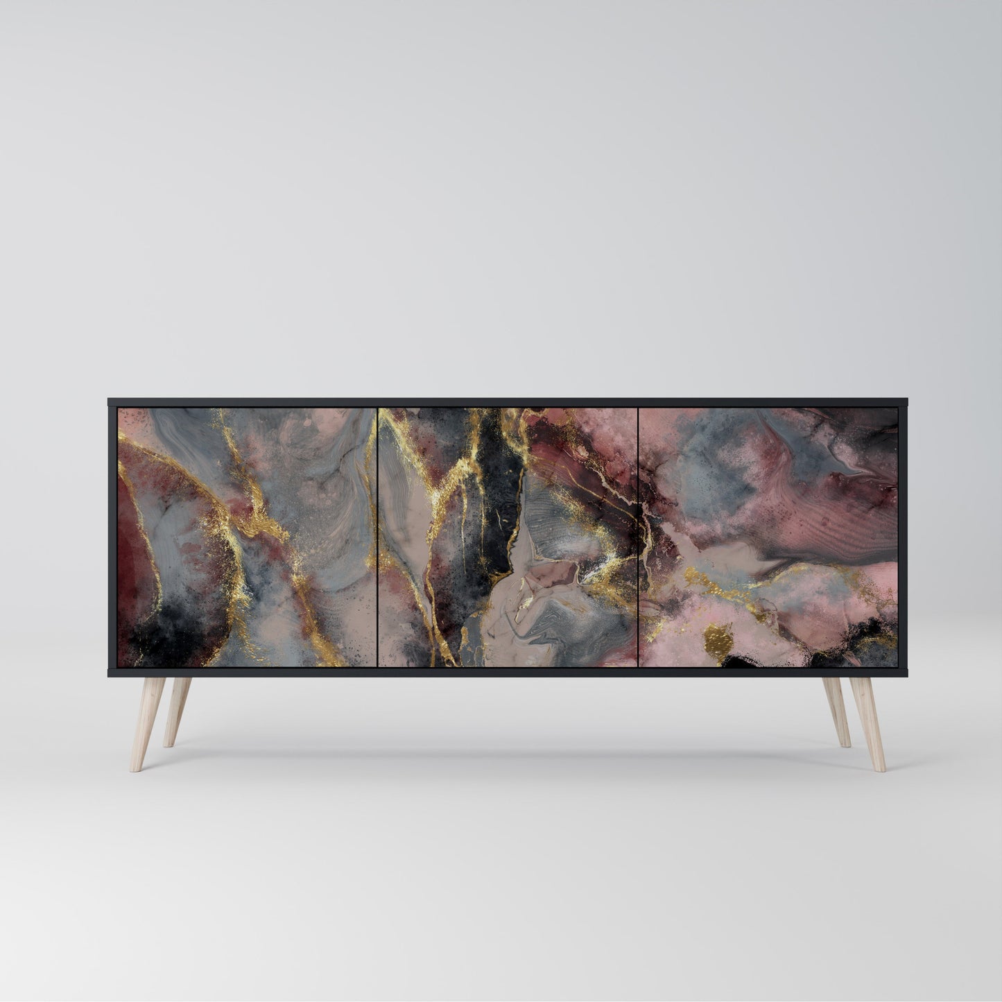 GOLDEN TIDES 3-Door Sideboard in Black Finish