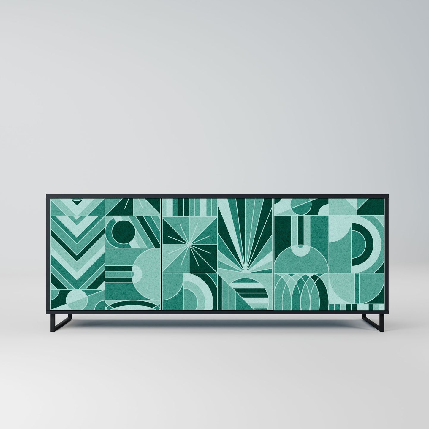 HARMONIC GRID Madia a 3 Ante in Finitura Nera