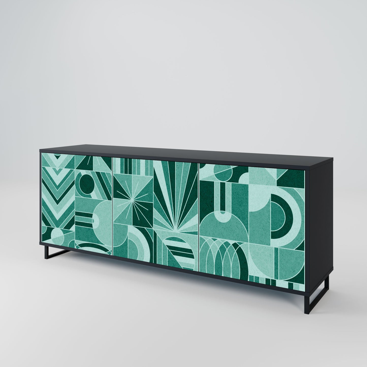 HARMONIC GRID Madia a 3 Ante in Finitura Nera