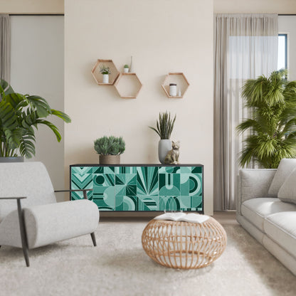 HARMONIC GRID Madia a 3 Ante in Finitura Nera