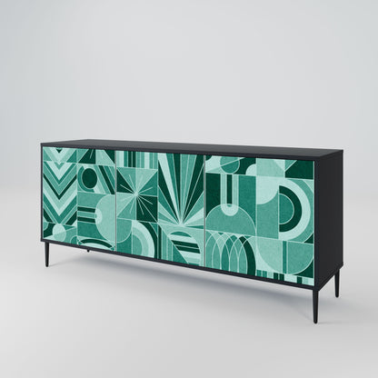 HARMONIC GRID Madia a 3 Ante in Finitura Nera