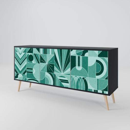 HARMONIC GRID 3-Door Sideboard in Black Finish