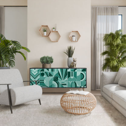 HARMONIC GRID Madia a 3 Ante in Finitura Nera