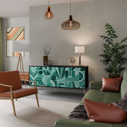 HARMONIC GRID Madia a 3 Ante in Finitura Nera