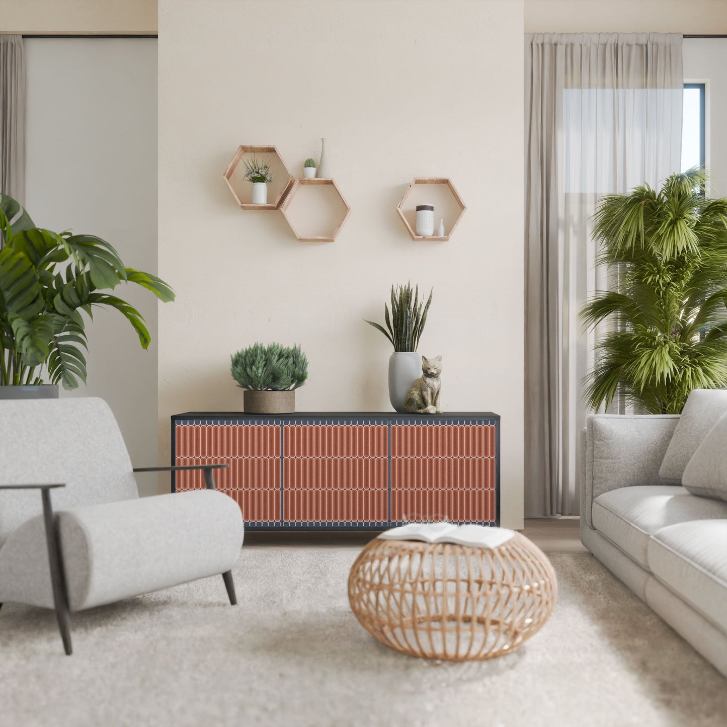 HYPNOTIC GATE 3-Door Sideboard in Black Finish