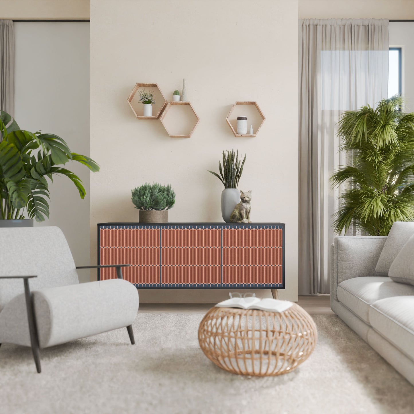 HYPNOTIC GATE 3-Door Sideboard in Black Finish