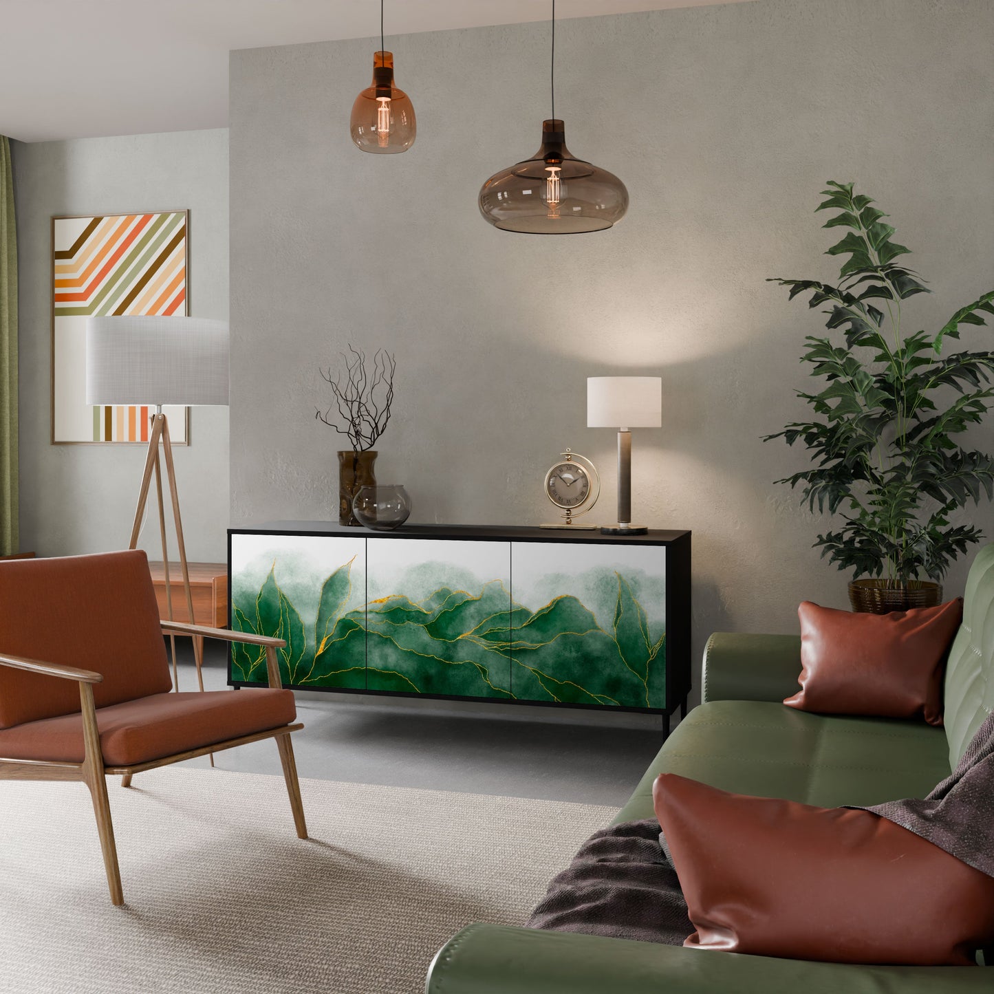 EXPENSIVE NATURE 3-Door Sideboard in Black Finish