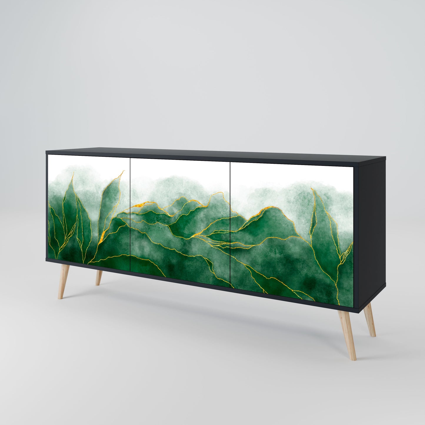EXPENSIVE NATURE 3-Door Sideboard in Black Finish