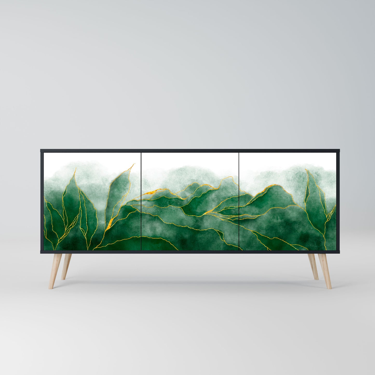 EXPENSIVE NATURE 3-Door Sideboard in Black Finish