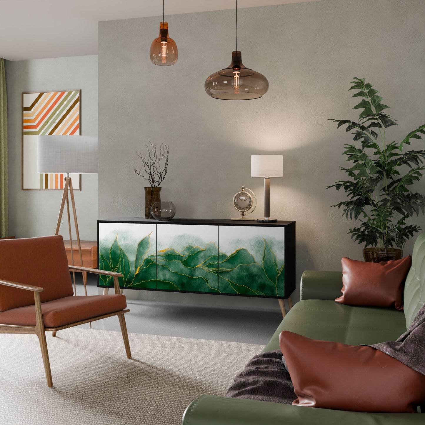 EXPENSIVE NATURE 3-Door Sideboard in Black Finish